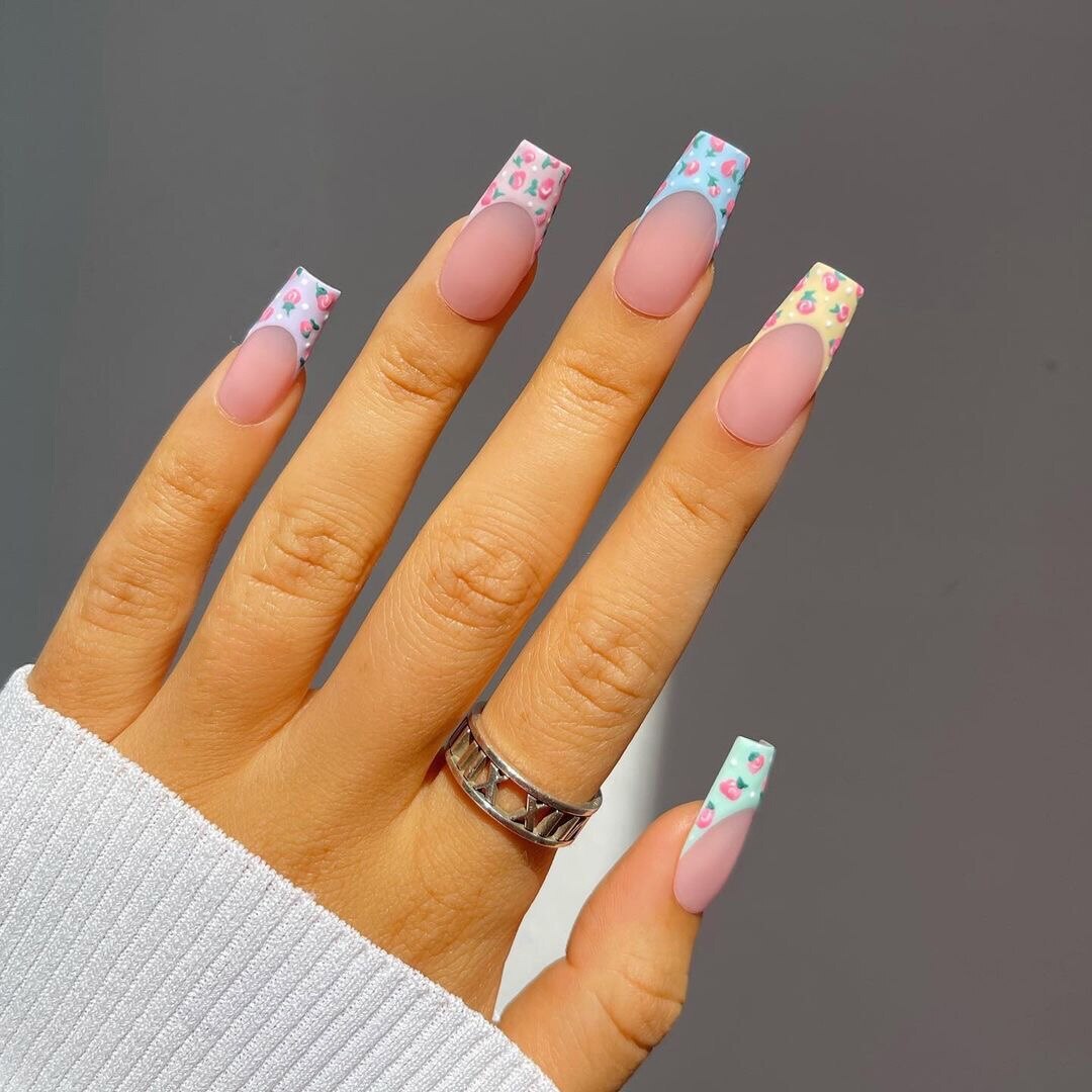 24/30Pcs Pink Leopard Designs False Nails French Long Coffin Fake Nail Artificial Full Cover Nail Art Tips Press on Nail