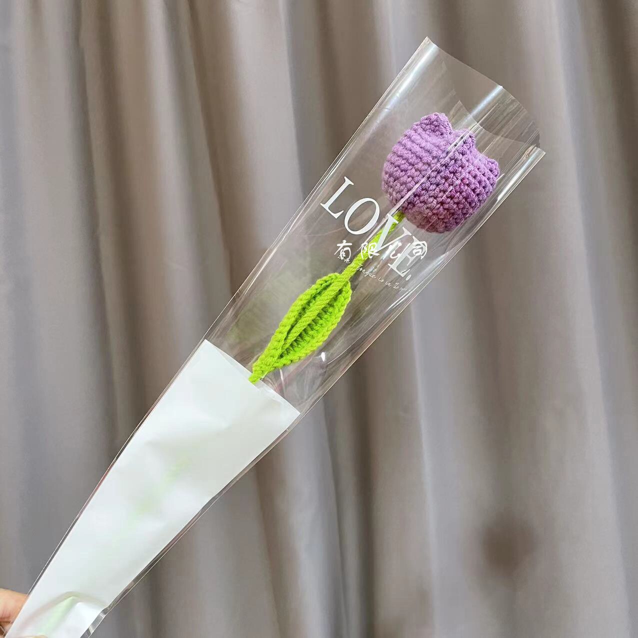 10pcs Hand-knitted Yarn Crochet Sunflower Bouquet Handmade Daisy Tulip Rose Decorative Home Creative Decorate
