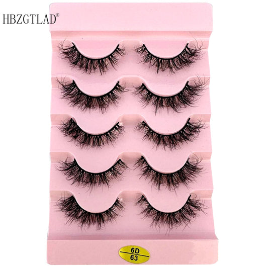 5Pairs Natural Mink Eyelashes Handmade Soft short False Eyelash Thick Winged Cat Eye Fake Lashes Extension