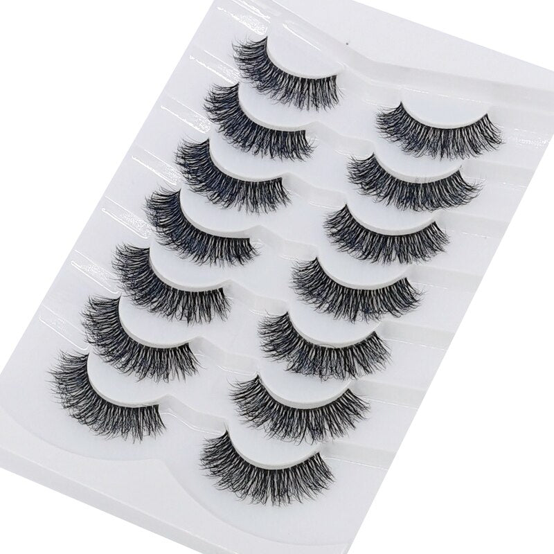 4/7 Pairs 3D Mink Lashes Natural Long Full Strip Lashes Transparent Short Mink EyeLashes Style False Eyelashes