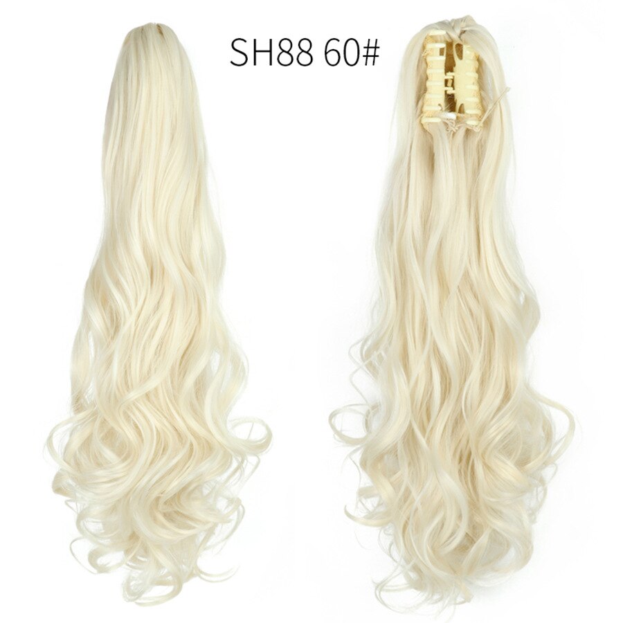 Synthetic Claw Clip Ponytail Extension Wavy Ponytail Long Straight Hair Ponytail Extension Clip Type Ladies Wig