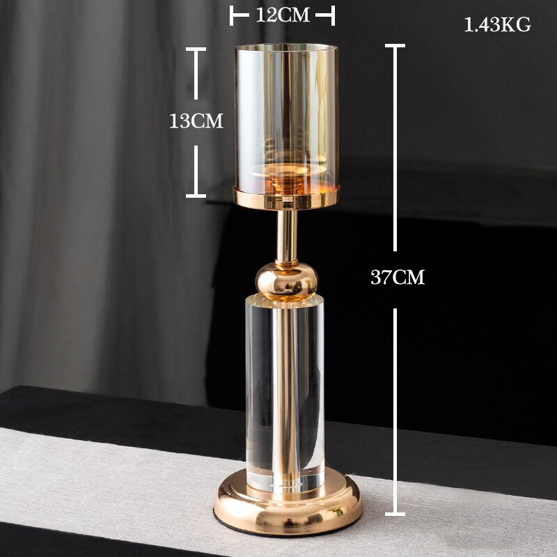 European Metal Crystal Candle Lantern Gold Candle Holders Wedding Center Table Candlesticks Parties Home Decor
