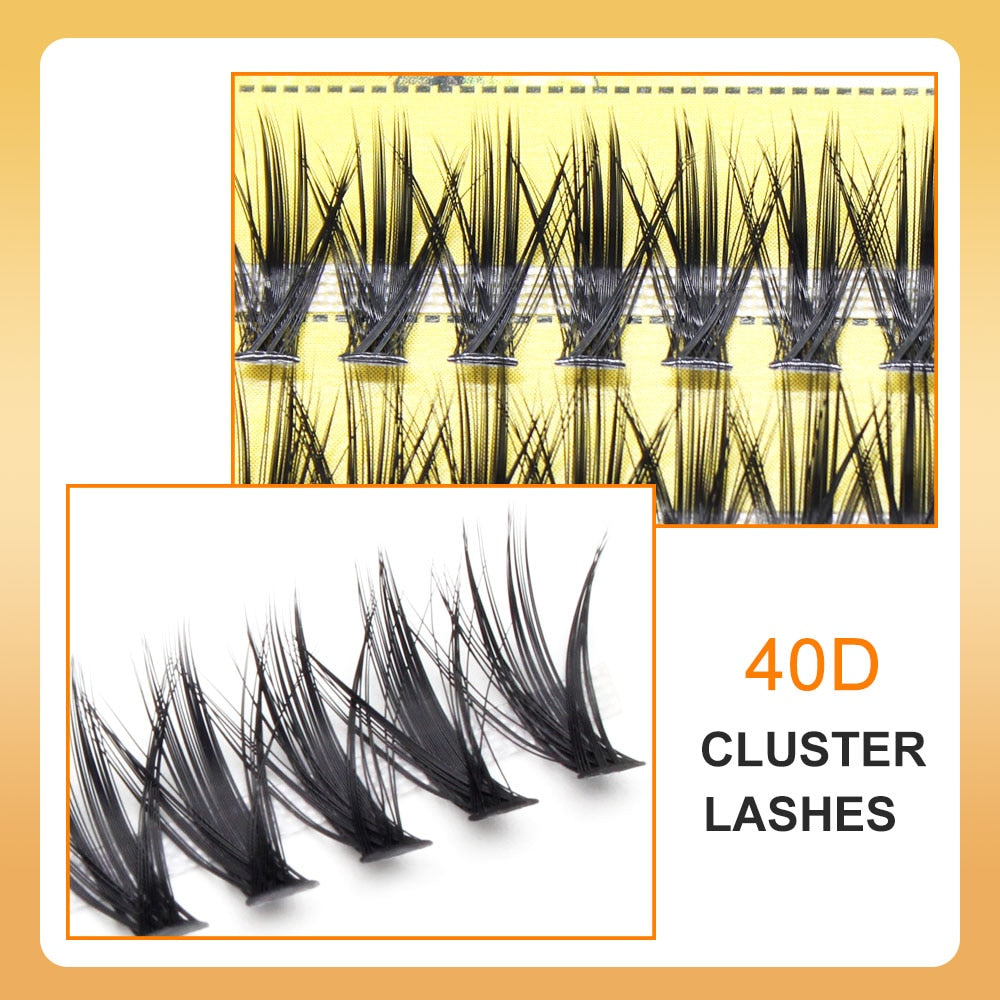 Fluffy 40D Eyelash Extension Mega Thick Natural Long Volume Effect Faux Lahses Bunche Individual