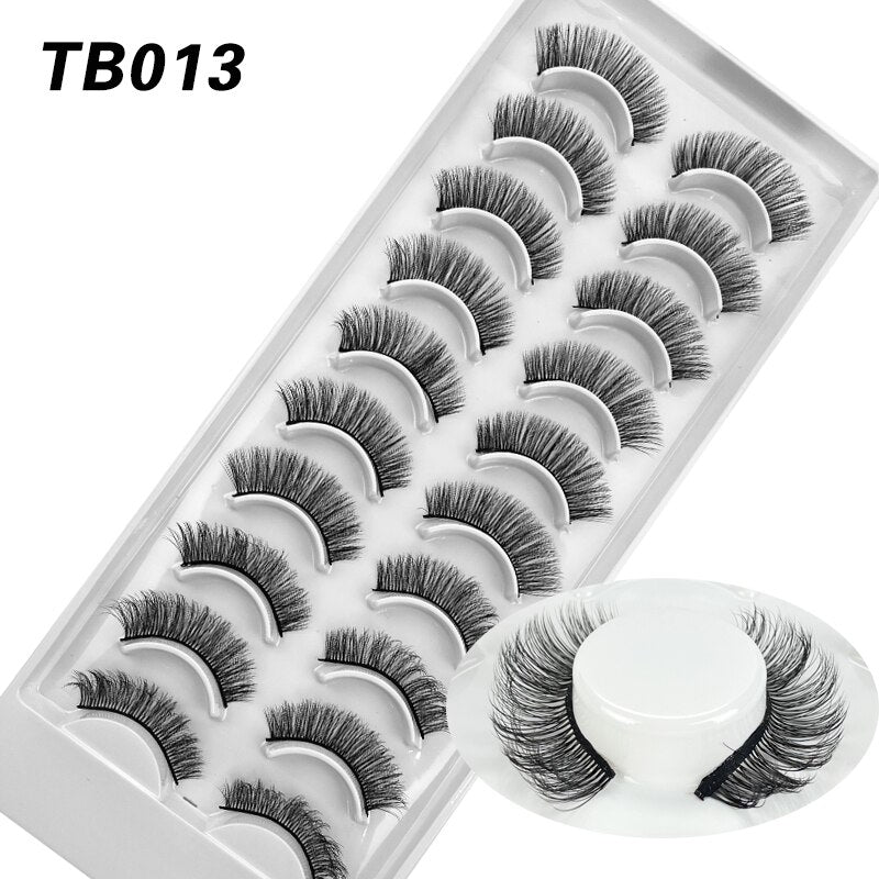 10 Pairs Natural 3d Faux Mink False Eyelashes Dense Curls Slim Short Lashes Cosplay Dramatic Eyelashes
