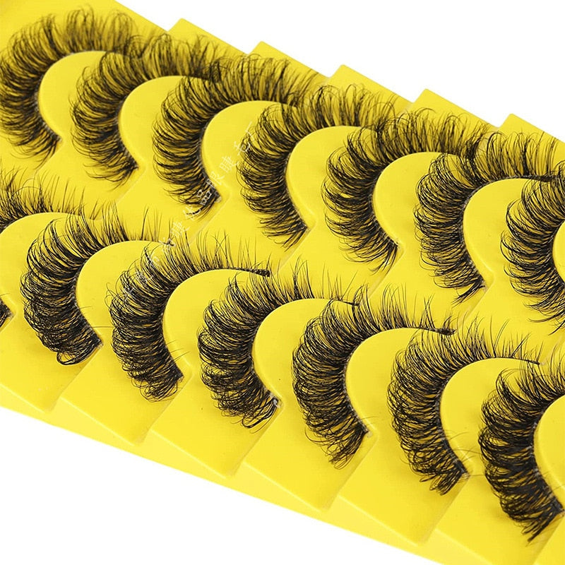 Invisible band Lashes 10 Pairs 3D Faux Mink Lashes Natural short Transparent Terrier Lashes Clear Band Soft Eyelashes Extension