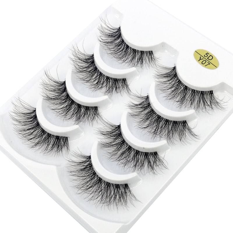 4 pairs 3D mink lashes natural long invisible thin band fake lashes curl transparent soft eyelashes