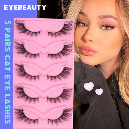 Cat Eye Lashes Winged End Eye Elongated Eyelashes Faux Mink Eyelashes Fake Fox Eye Lashes Soft Natural Long Lashes Cils