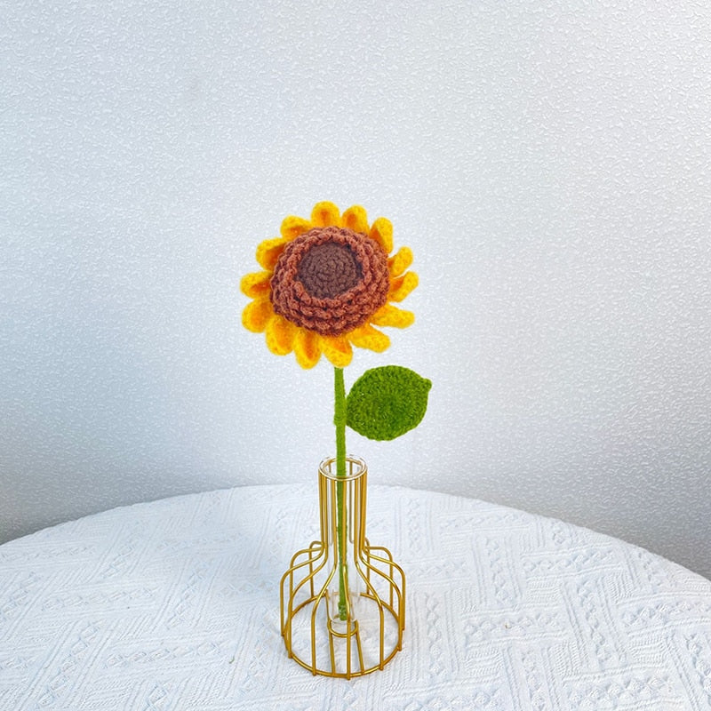 1pcs Hand-Knitted Flower Daisy Flower Lavender Sunflower Knitting Flower Knit Home Decor