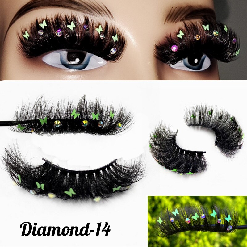 Colored Diamond Glitter 8D False Eyelashes Color Sequin Fuax Mink Lashes Natural Long Stage Colorful Rainbow eyelashes