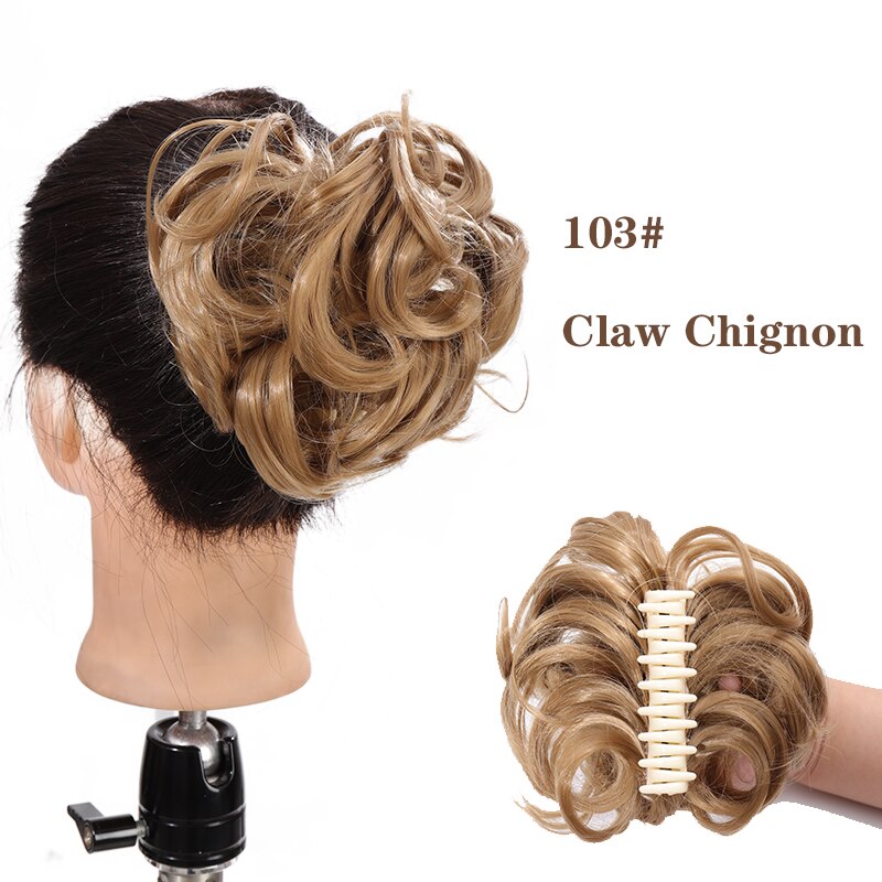 Synthetic Hair Bun Messy Scrunchies Hairpiece Accessories Claw Clip Chignon Curly Fake Hair Elastic Hair Band for Women