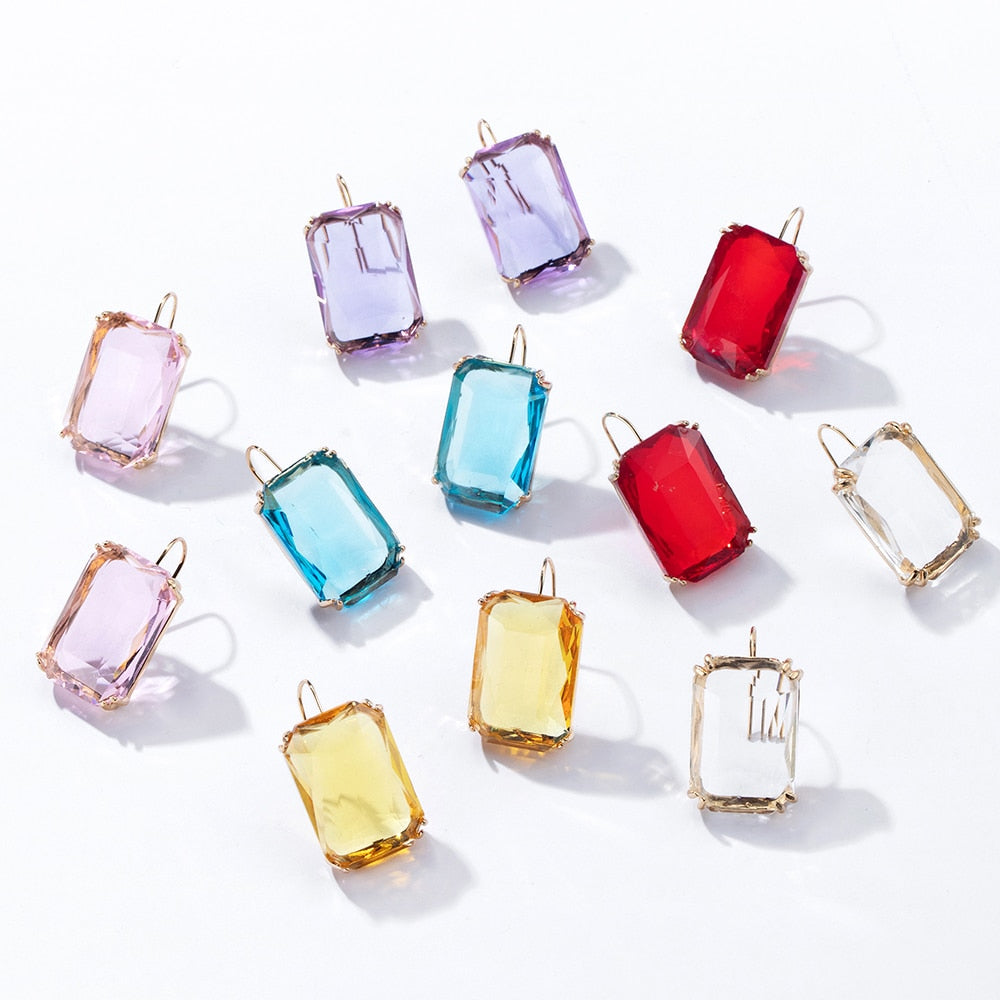 Transparent Resin Pendant Hanging Earring Bohemia Trendy Geometric Square Acrylic Drop Dangle Earrings Jewelry