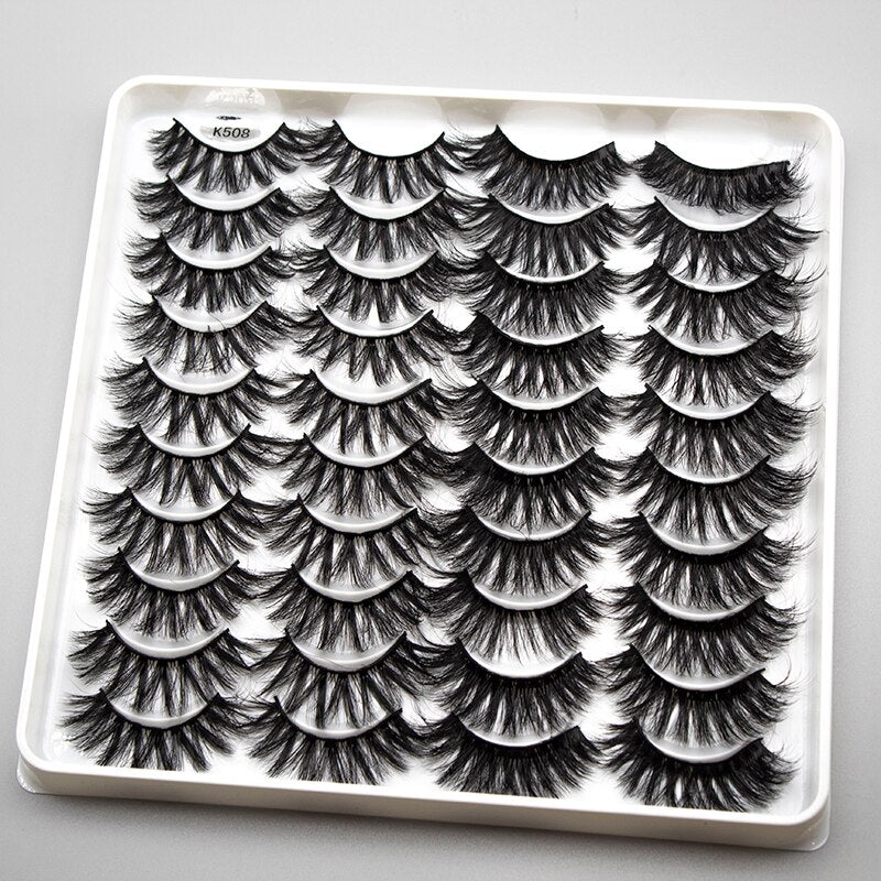 20 Pairs Mink Fluffy Lashes Eyelash Extension Natural False Eyelashes Dramatic Volume Lashes Reusable Lashes