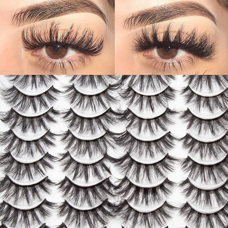 20 Pairs Mink Fluffy Lashes Eyelash Extension Natural False Eyelashes Dramatic Volume Lashes Reusable Lashes