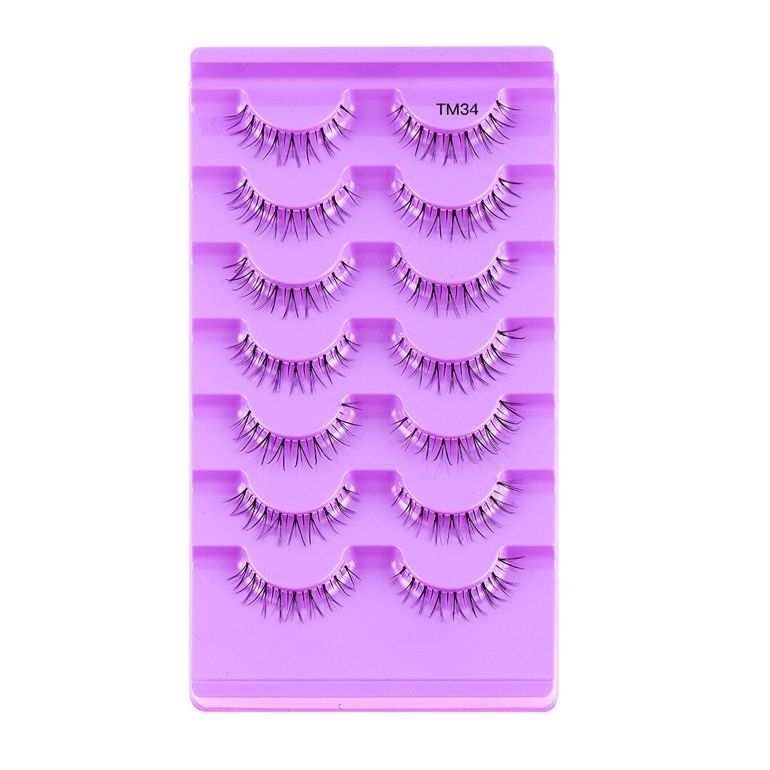 Cat Eye Lashes 7 Pairs Natural Fluffy Messy False Eyelashes Dramatic Invisible Band Foxy Faux Mink Lashes Faux Cils