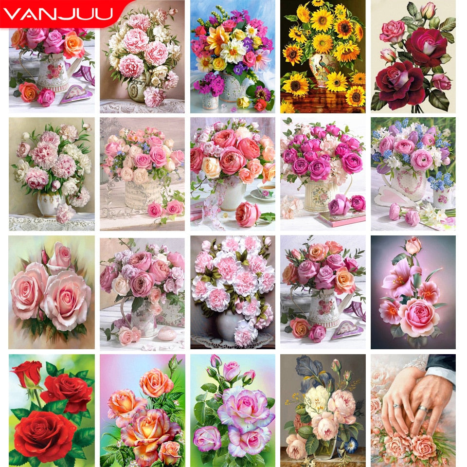 Diamond painting 5D Flower Diamond Mosaic Full Round Diamond  Embroidery DIY Rhinestone Cross stitch Home Decor Diamond painting