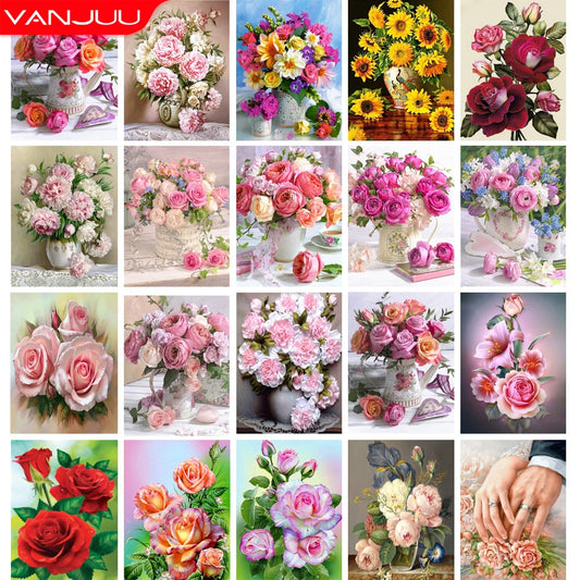 Diamond painting 5D Flower Diamond Mosaic Full Round Diamond  Embroidery DIY Rhinestone Cross stitch Home Decor Diamond painting