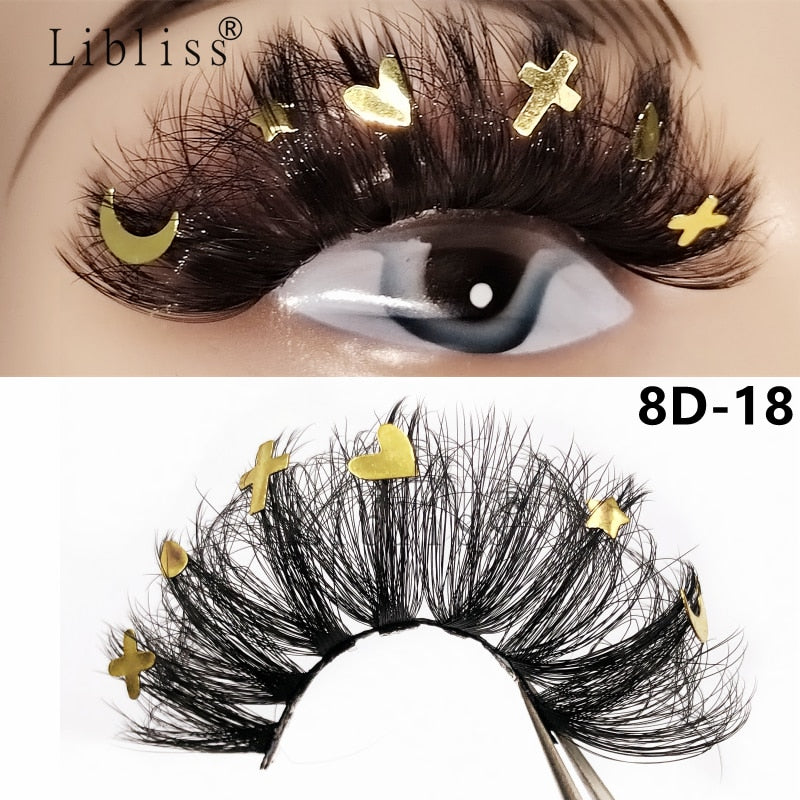 Natural/Long Glitter Shimmery Butterfly Eyelashes 25mm HandMade Full Strip Faux Mink Lashes With Butterflies