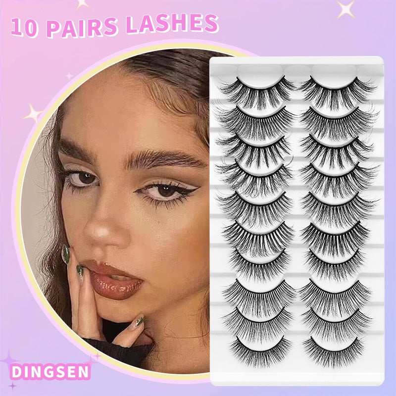 10Pairs Eyelashes Natural Long False Eyelashes Bulk Extension Individual Mink Lashes