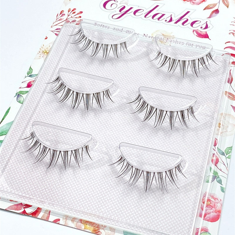 Transparent Terrier 3 Pairs 3D Mink EyeLashes False Lashes Thick EyeLash Lashes Natural Soft Fake EyeLashes
