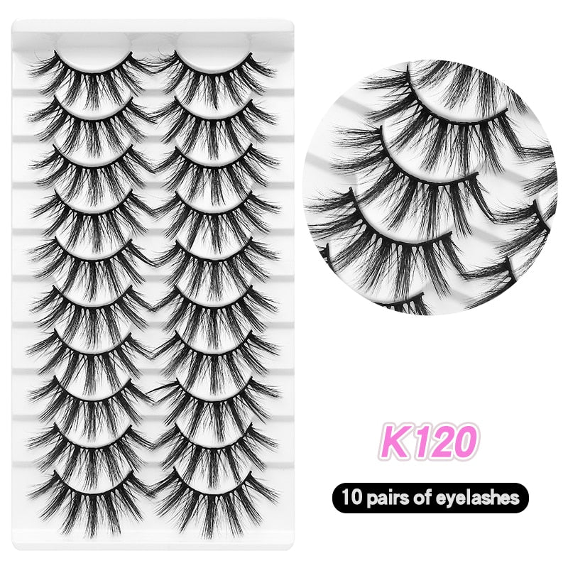 10Pairs Eyelashes Natural Long False Eyelashes Bulk Extension Individual Mink Lashes