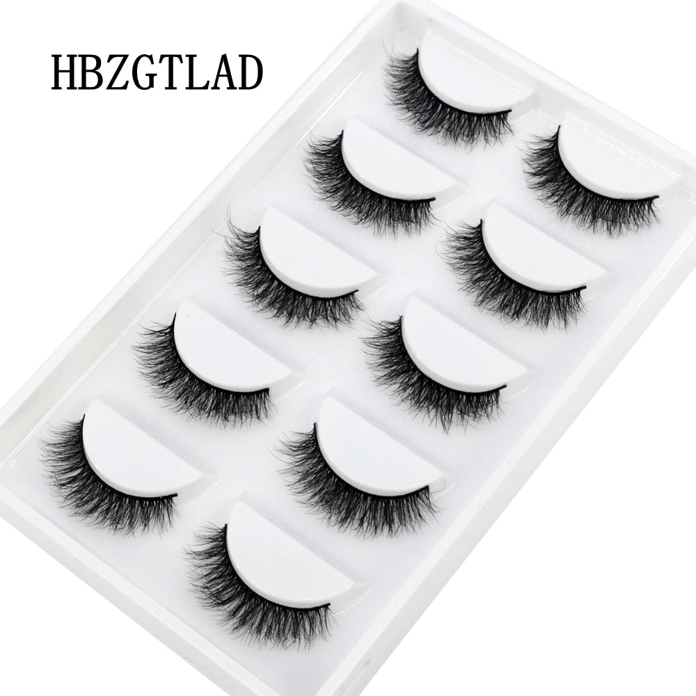 5 Pairs Handmade 3d mink lashes short False Eyelashes Dense Natural Long Messy Eye Lashes Reusable Stage False Eyelashes