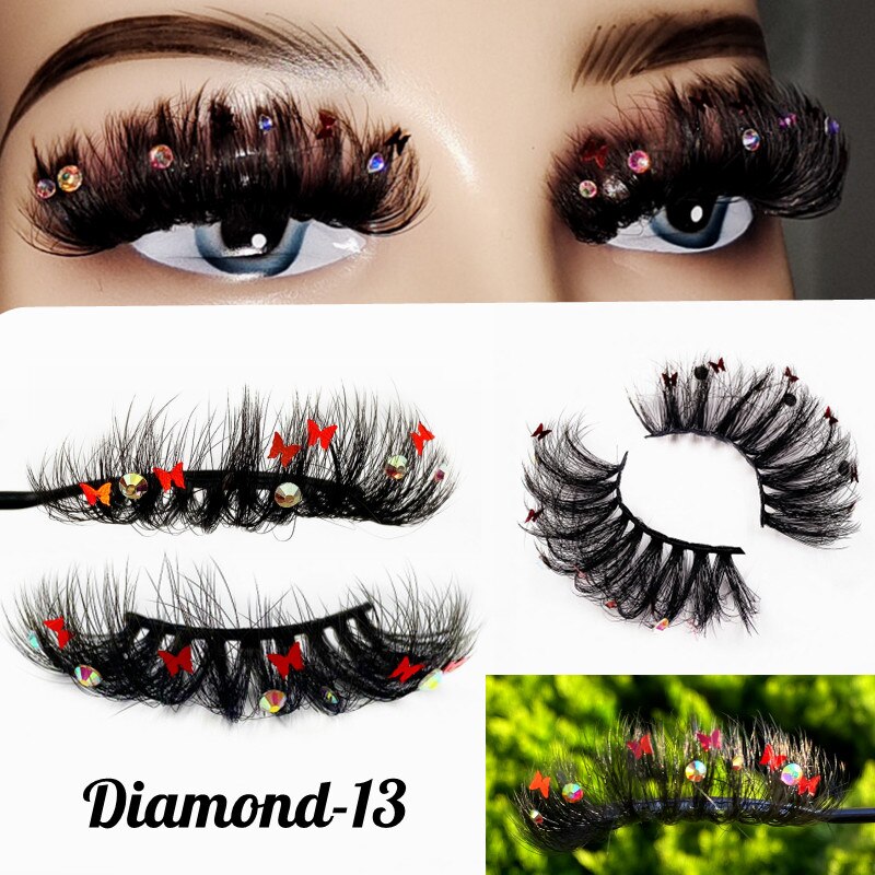 Colored Diamond Glitter 8D False Eyelashes Color Sequin Fuax Mink Lashes Natural Long Stage Colorful Rainbow eyelashes
