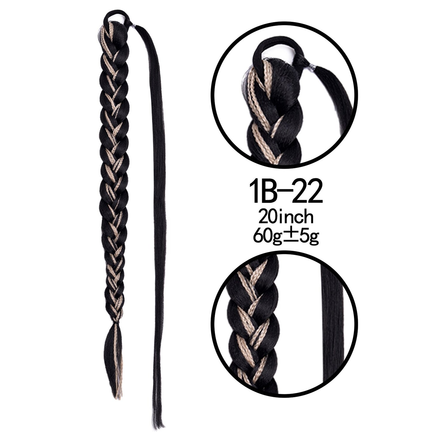 Synthetic Heat Resistant Braided Fishtail Fishbone Drawstring Ponytail Hairpiece Blonde Hair Extensions For Woman