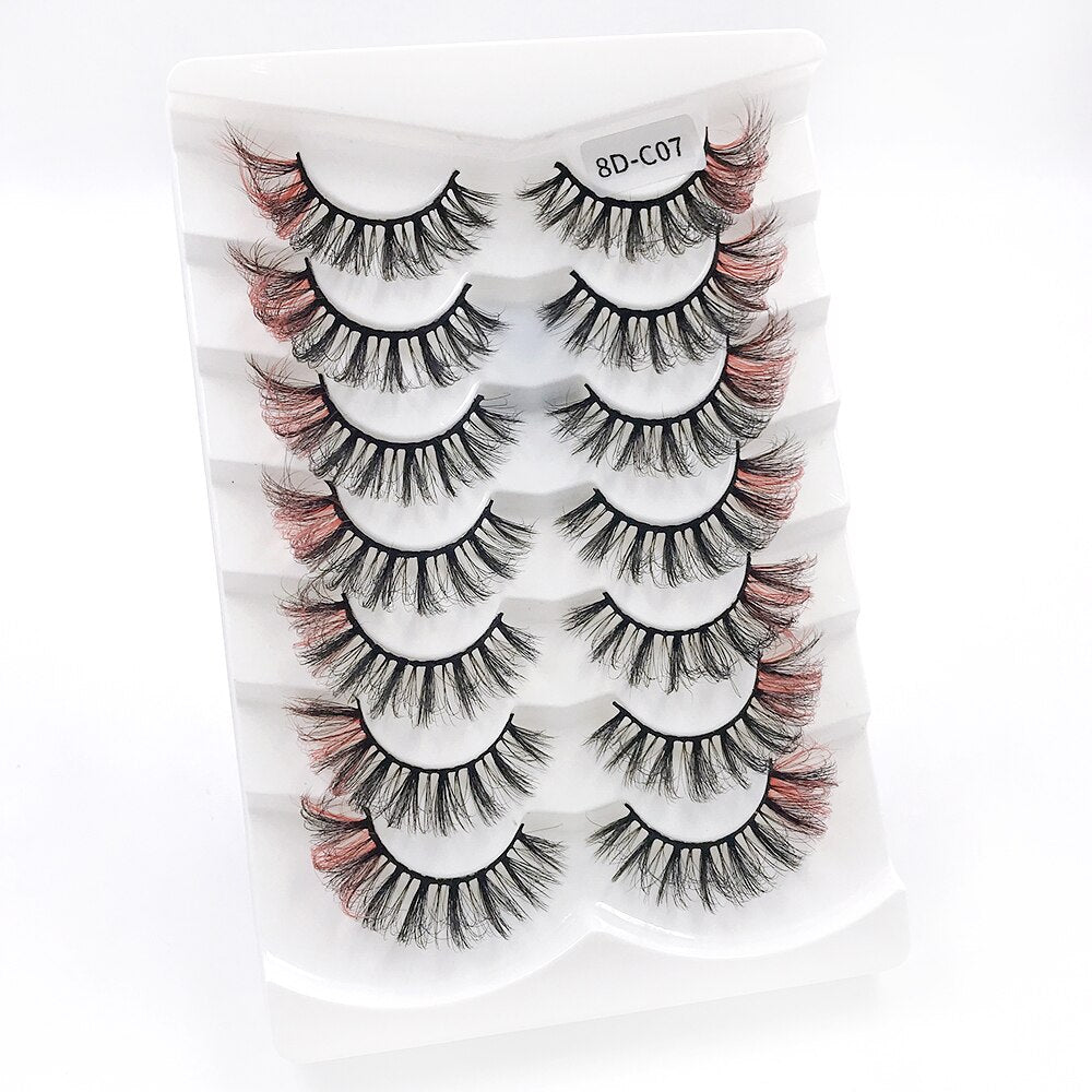7pairs Colored Lashes 22 Styles 3d Mink Lashes Dramatic Colorful Natural Eyelashes Extension Fake Eyelashes