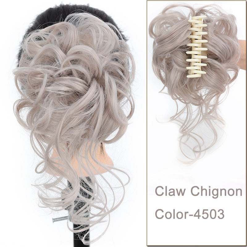 Synthetic Messy Chignon Scrunchies Natural Curly Hair Bun Pieces Fake False Hairpieces For Women Ponytail Extensions