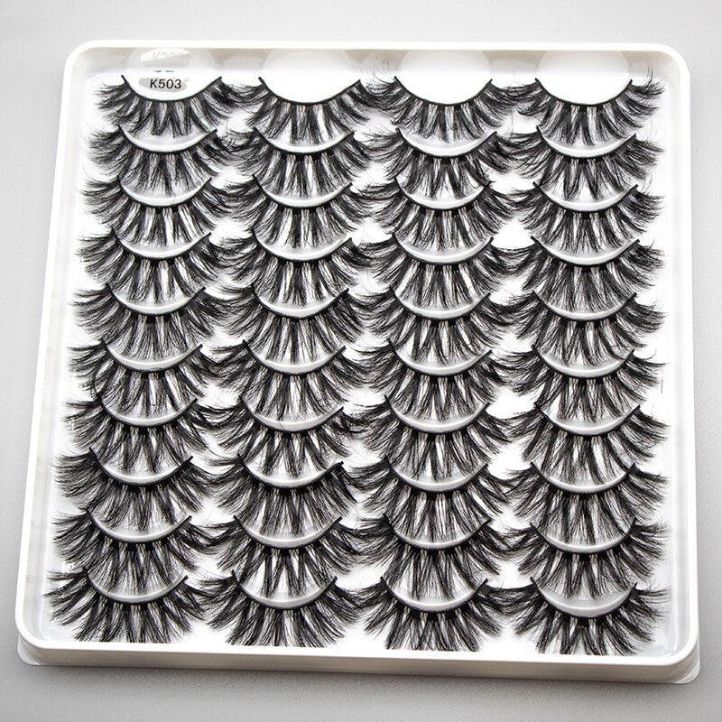 20 Pairs Mink Fluffy Lashes Eyelash Extension Natural False Eyelashes Dramatic Volume Lashes Reusable Lashes