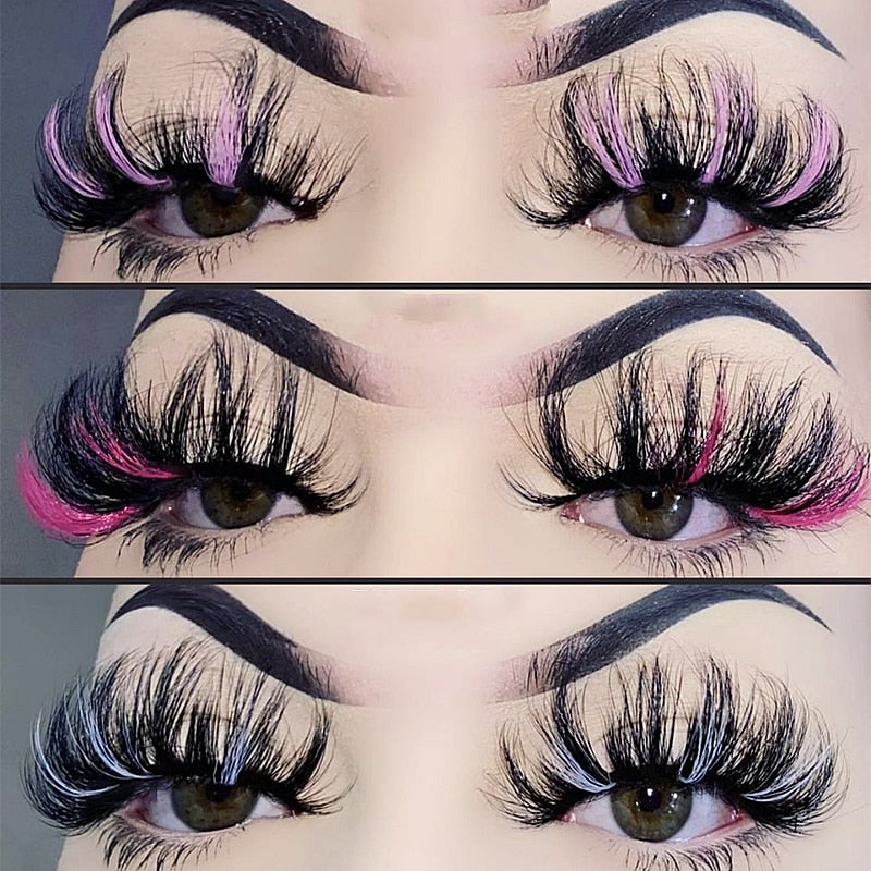 Rainbow Eye Lashes Cruelty Free Silk Lace Colored Eyelashes Dramatic Makeup Beauty Purple/pink/blue Cilias ombre eyelashes