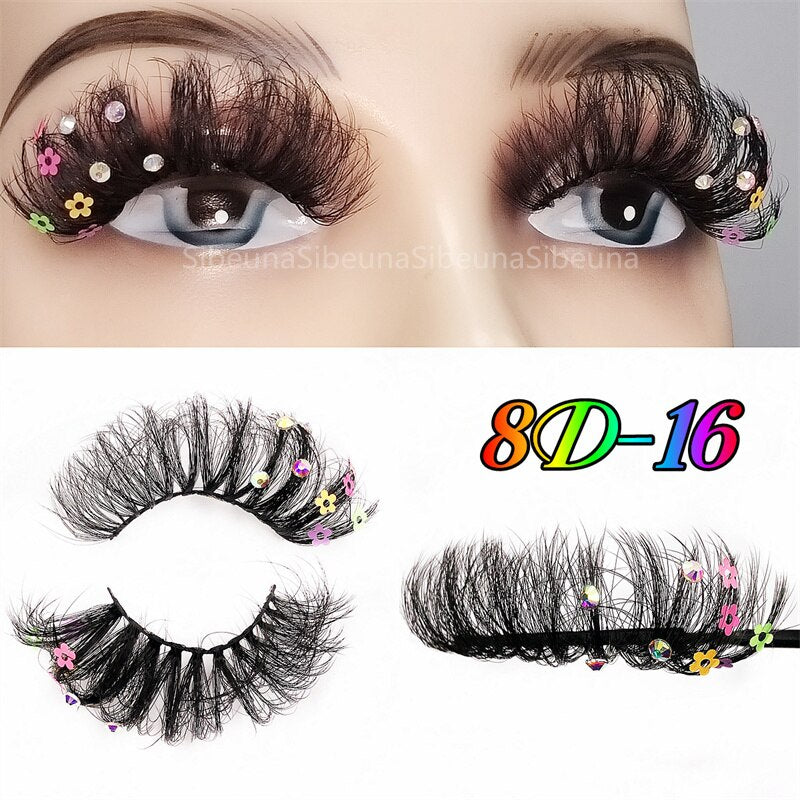 8D Diamond Glitter Lashes Faux Mink 25MM Fluffy Color Streaks Cosplay Eyelashes
