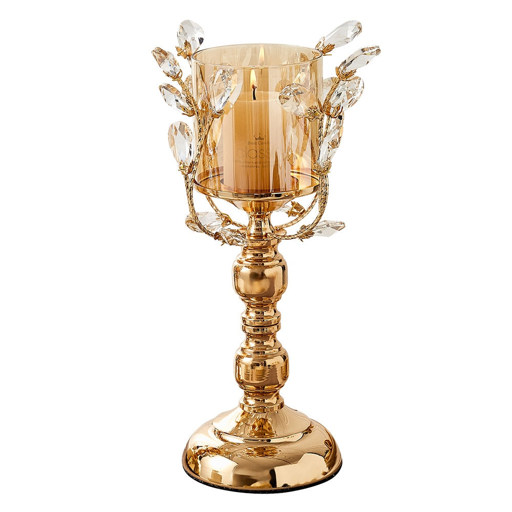 Golden Candle Holder Metal Candlestick Festival Wedding Dining Table Accessory  Home Decor