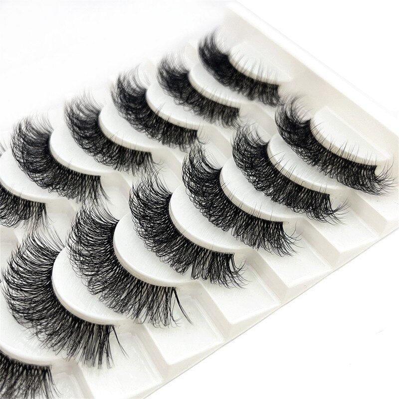 10 Pairs Mink Eyelashes Clear Band Eye Lashes Crisscross Transparent Band False Eyelashes Handmade Dramatic Lashes Upper Lashes