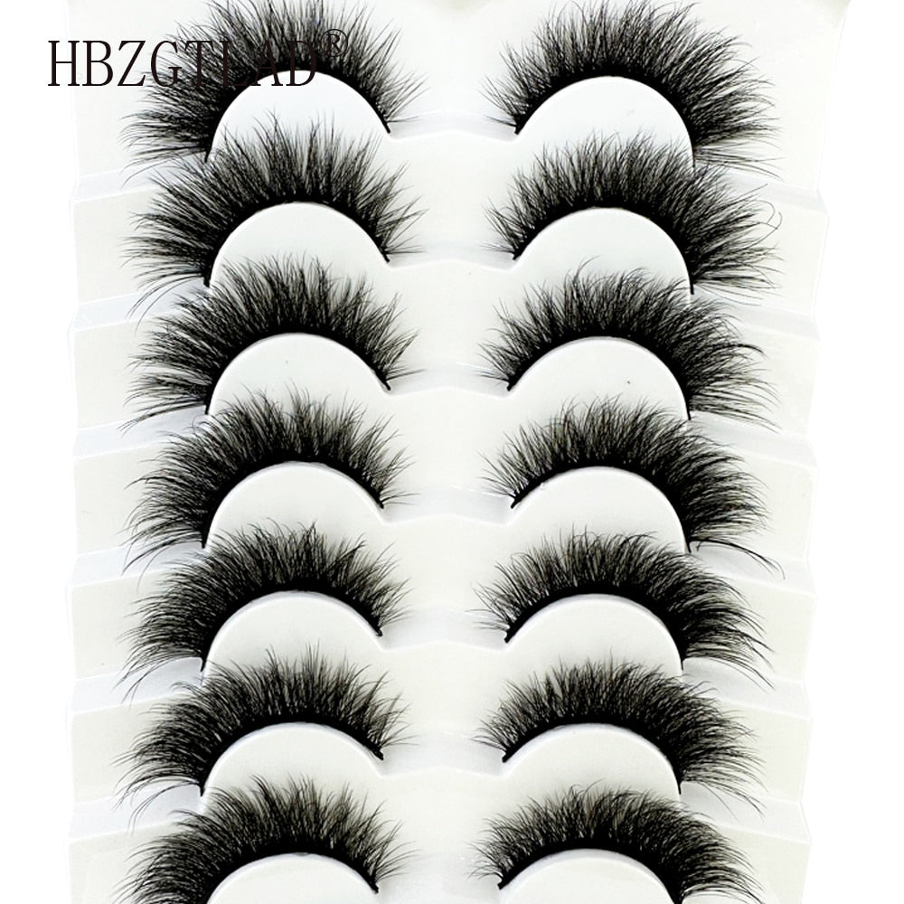 7Pairs Eyelashes 3D Mink Lashes Fluffy Soft Wispy Volume Natural long Cross False Eyelashes Eye Lashes Reusable
