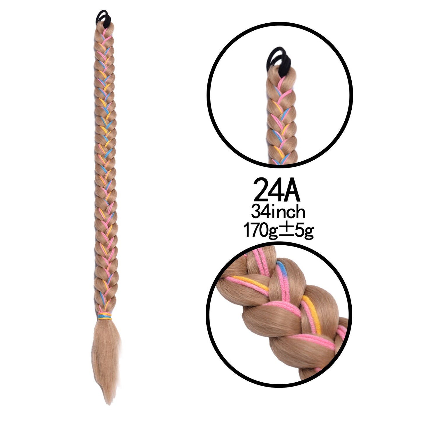 Synthetic Heat Resistant Braided Fishtail Fishbone Drawstring Ponytail Hairpiece Blonde Hair Extensions For Woman