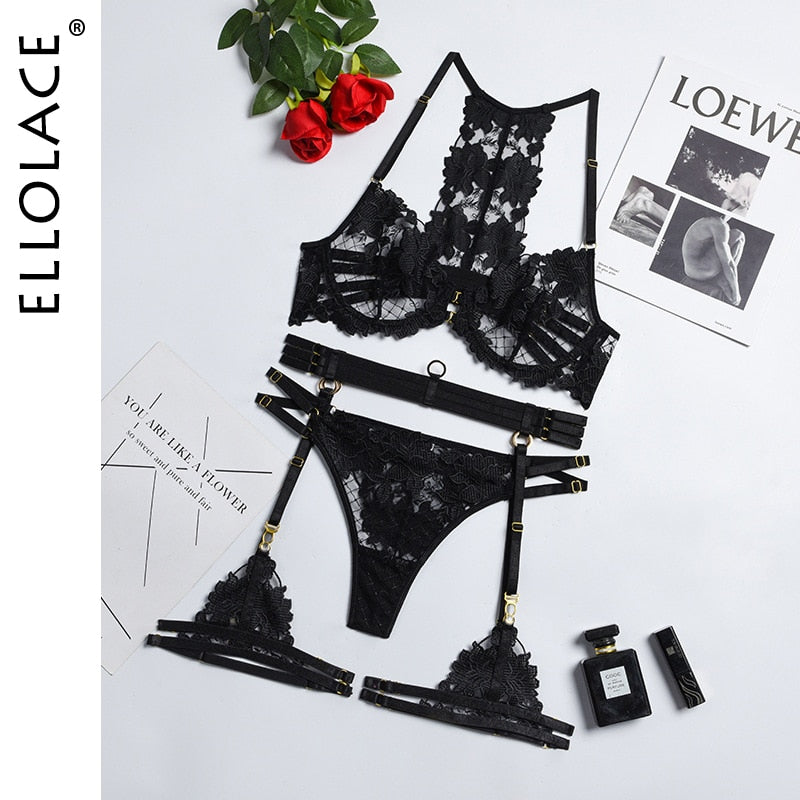 Sensual Lingerie Panties Set Sexy Underwear Transparent Bra Hot Woman Thong Erotic Breves Sets 4-Pieces