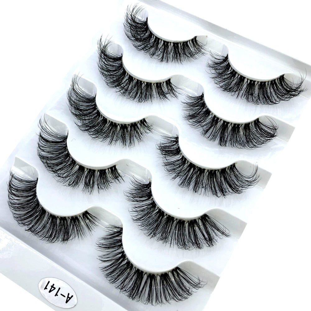 5 pairs Mink Eyelashes Clear Band Eye Lashes Crisscross Transparent Band False Eyelashes Handmade Dramatic Lashes Upper Lash