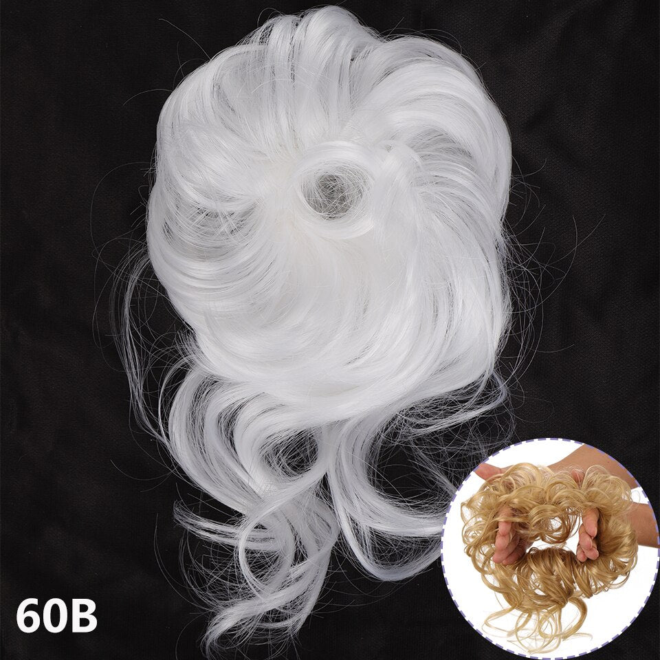 Synthetic Hair Bun Messy Scrunchies Hairpiece Accessories Claw Clip Chignon Curly Fake Hair Elastic Hair Band for Women