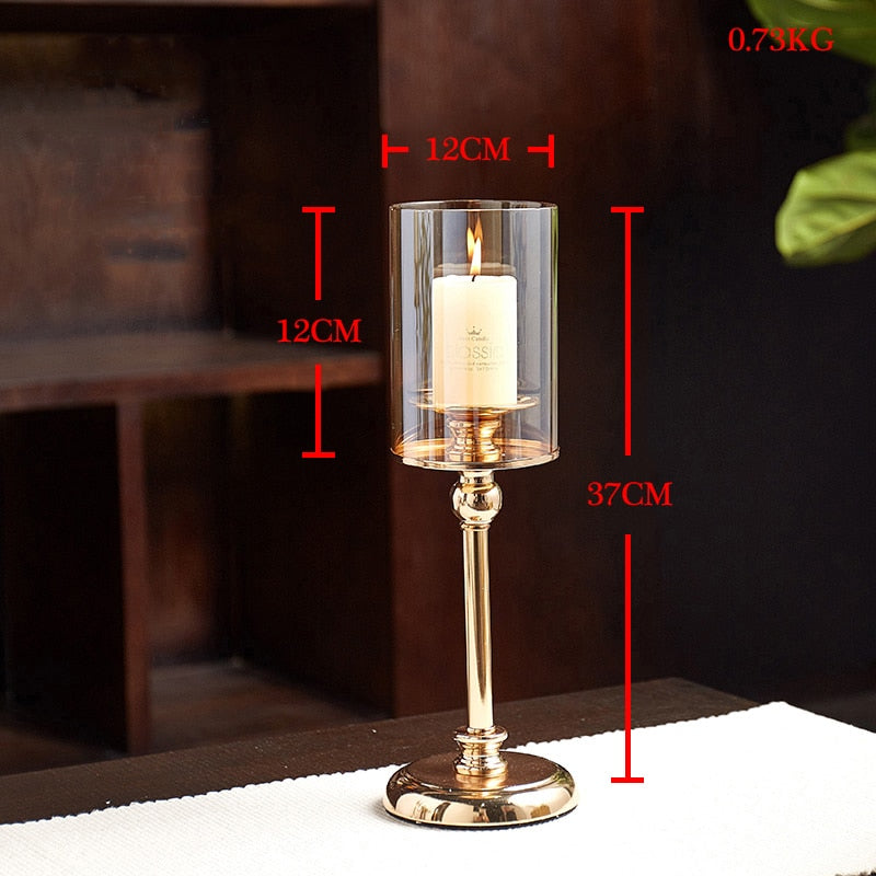 Golden Candle Holder Metal Candlestick Festival Wedding Dining Table Accessory  Home Decor