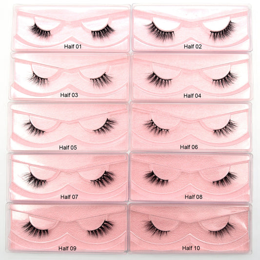 Half Lashes 3D False Eyelash Half Mink Eyelash Messy Cross Short Natural Fake Eyelashes Winged Lashes