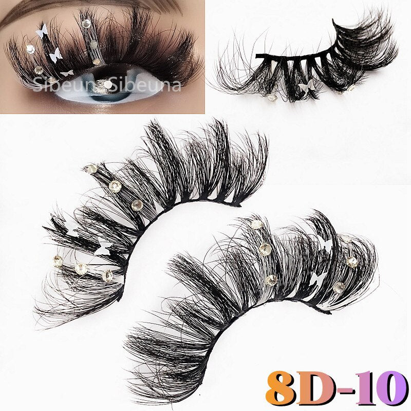 Colored Diamond Glitter 8D False Eyelashes Color Sequin Fuax Mink Lashes Natural Long Stage Colorful Rainbow eyelashes