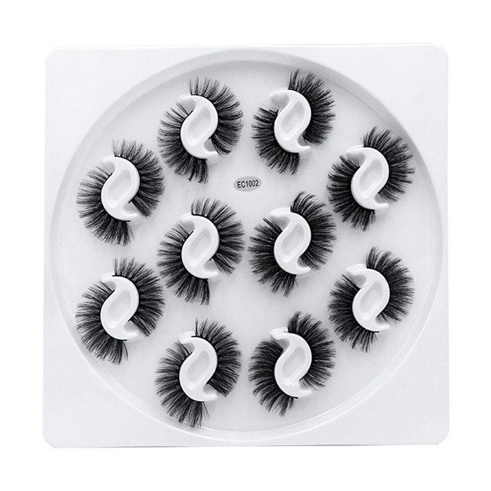 10 Pairs 6D Faux Mink Russian Strip Lashes D Curl Lash Extension 15-25mm Natural Soft Fluffy Eyelashes Reusable