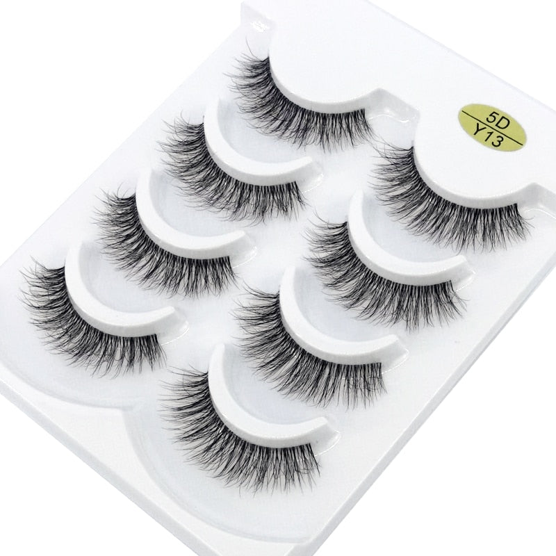 4 pairs 3D mink lashes natural long invisible thin band fake lashes curl transparent soft eyelashes