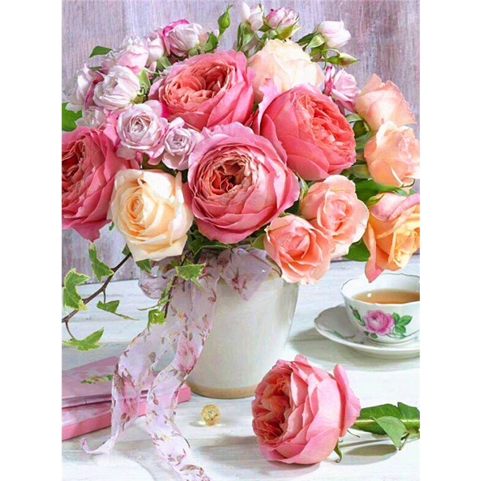Diamond painting 5D Flower Diamond Mosaic Full Round Diamond  Embroidery DIY Rhinestone Cross stitch Home Decor Diamond painting