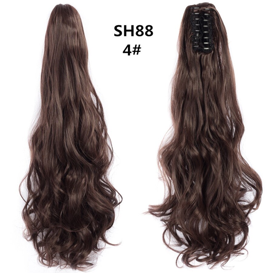 Synthetic Claw Clip Ponytail Extension Wavy Ponytail Long Straight Hair Ponytail Extension Clip Type Ladies Wig