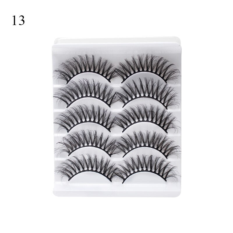 5 Pairs 3d Faux Mink Manga Lashes Little Devil Fairy 3D False Eyelashes Natural Lash Extension