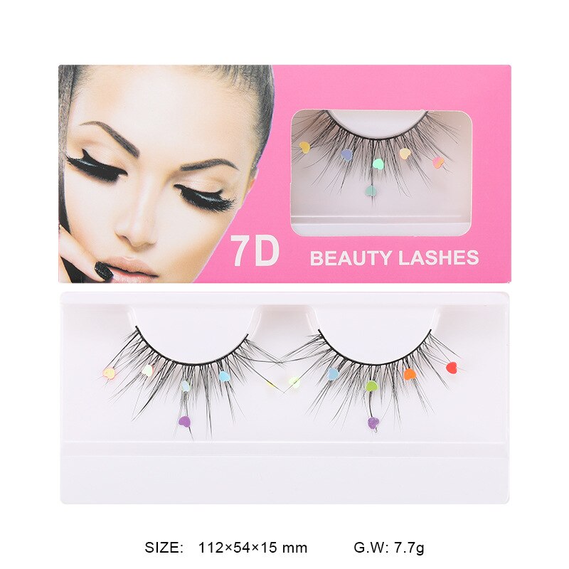 7D Mink Sequins False Eyelashes Peach Heart Glitter Stickers Extension Curler Natural Eye Lashes