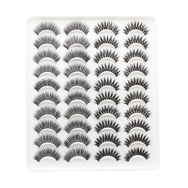 20 Pairs Mink Fluffy Lashes Eyelash Extension Natural False Eyelashes Dramatic Volume Lashes Reusable Lashes