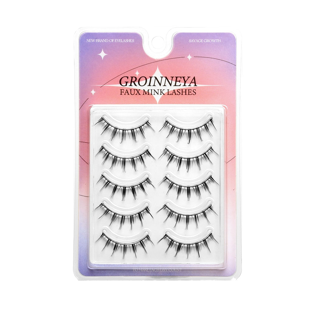Manga Lashes 5 pairs Natural False Eyelashes Individual Clusters Wispy Mink Eye Lashes cosplay